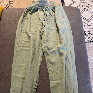 Love Tree Linen Blend Green Joggers